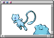 animation of a shiny mew and a shiny ditto next to each other